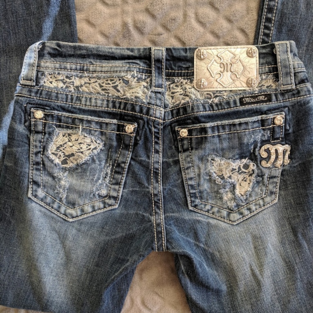 Silver Lace Miss Me Jeans